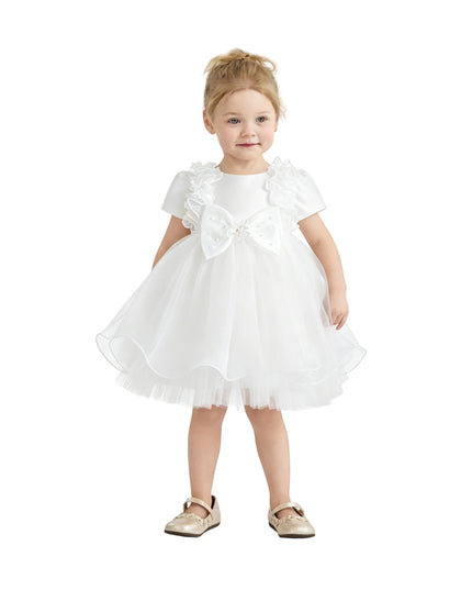 kids atelier tulleen White Celestara Ruffle Bow Dress