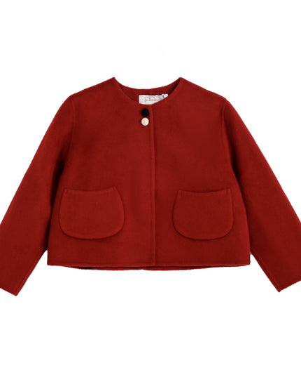 kids atelier tulleen Red Button Wool Jacket