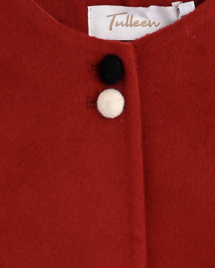 kids atelier tulleen Red Button Wool Jacket