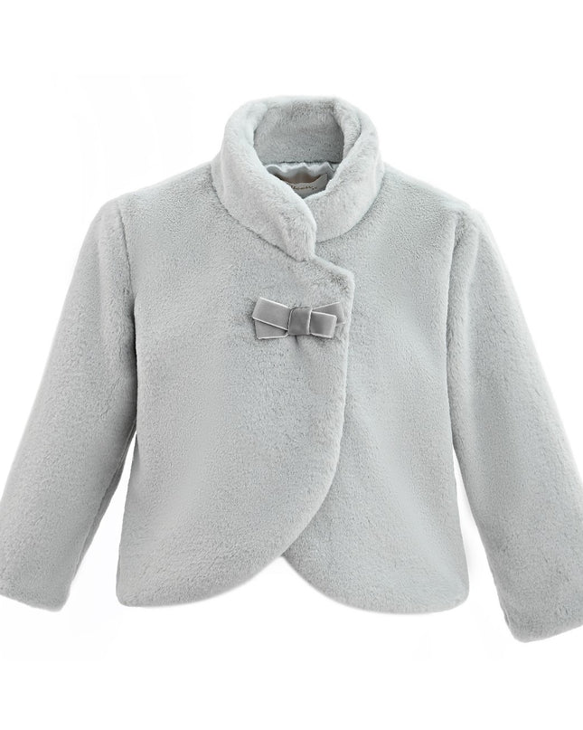 kids atelier tulleen Gray Plush Asymmetrical Coat