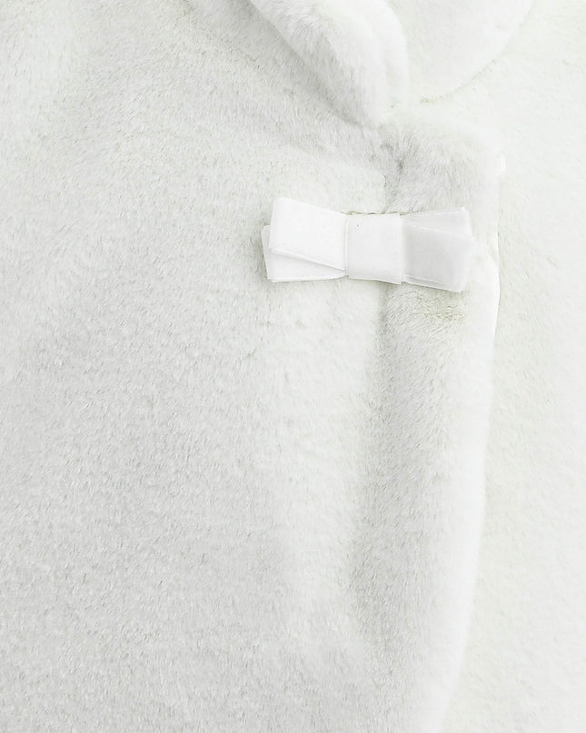 kids atelier tulleen Ivory Plush Asymmetrical Coat