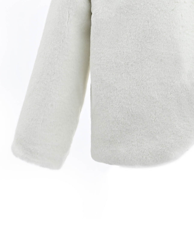 kids atelier tulleen Ivory Plush Asymmetrical Coat