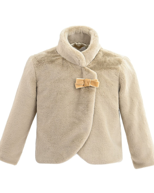 kids atelier tulleen Beige Plush Asymmetrical Coat