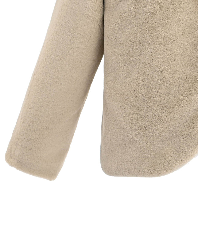 kids atelier tulleen Beige Plush Asymmetrical Coat