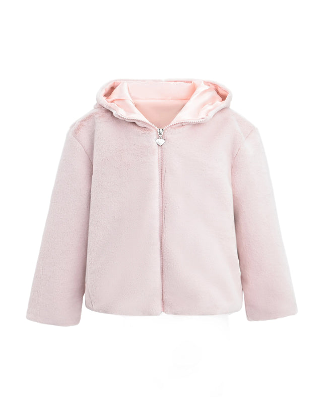 kids atelier tulleen Pink Plush Hooded Jacket