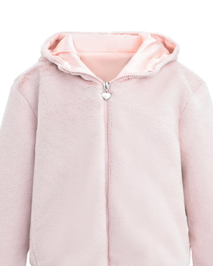 kids atelier tulleen Pink Plush Hooded Jacket