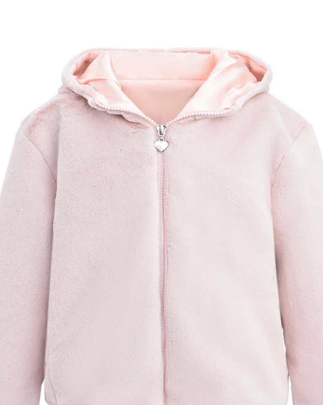 kids atelier tulleen Pink Plush Hooded Jacket
