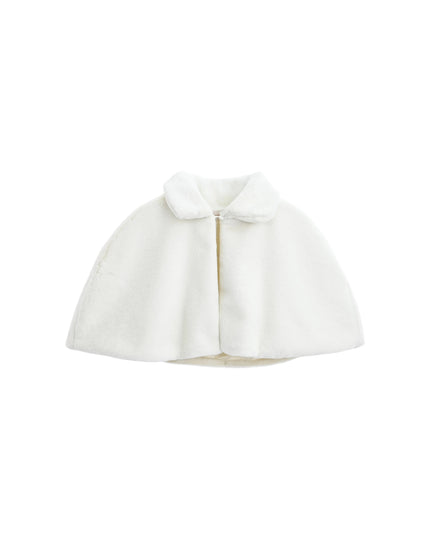 kids atelier tulleen Ivory Faux Fur Cape