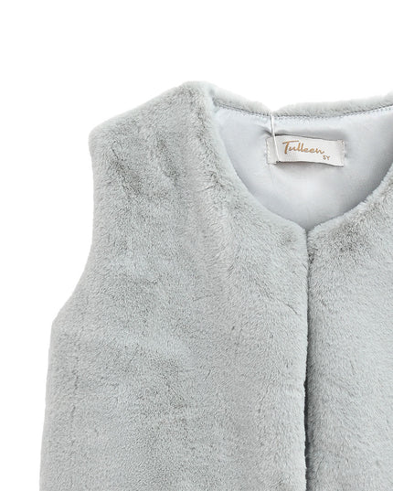 Kids atelier tulleen gray Plush Fur Vest