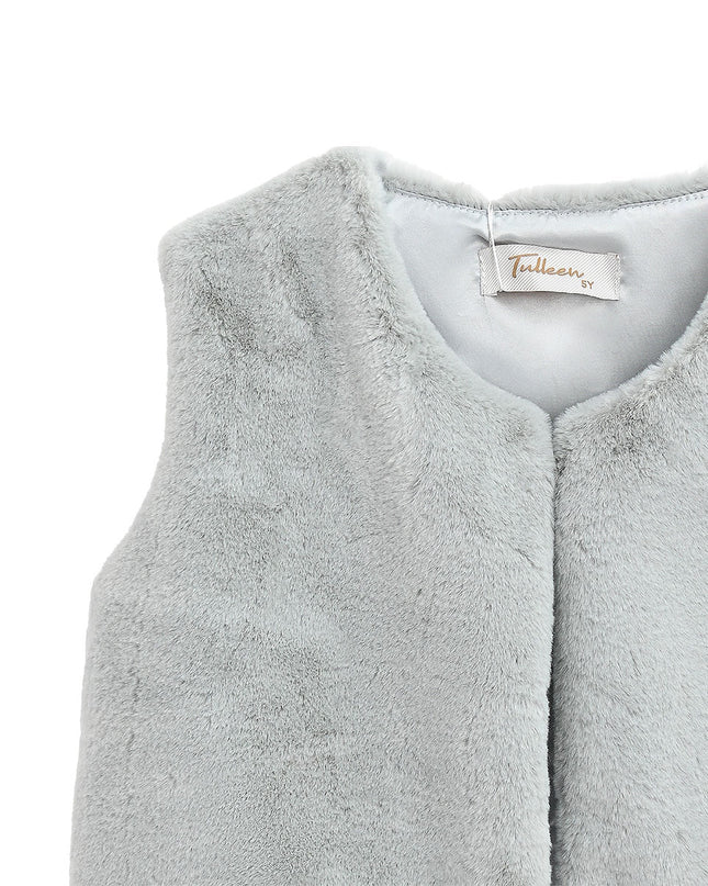 Kids atelier tulleen gray Plush Fur Vest