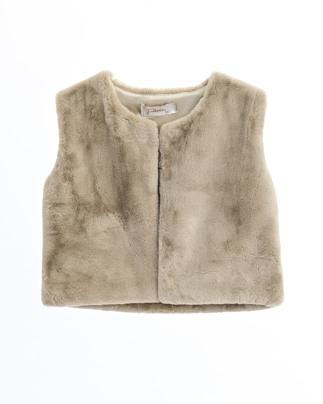 kids atelier tulleen Beige Plush Fur Vest