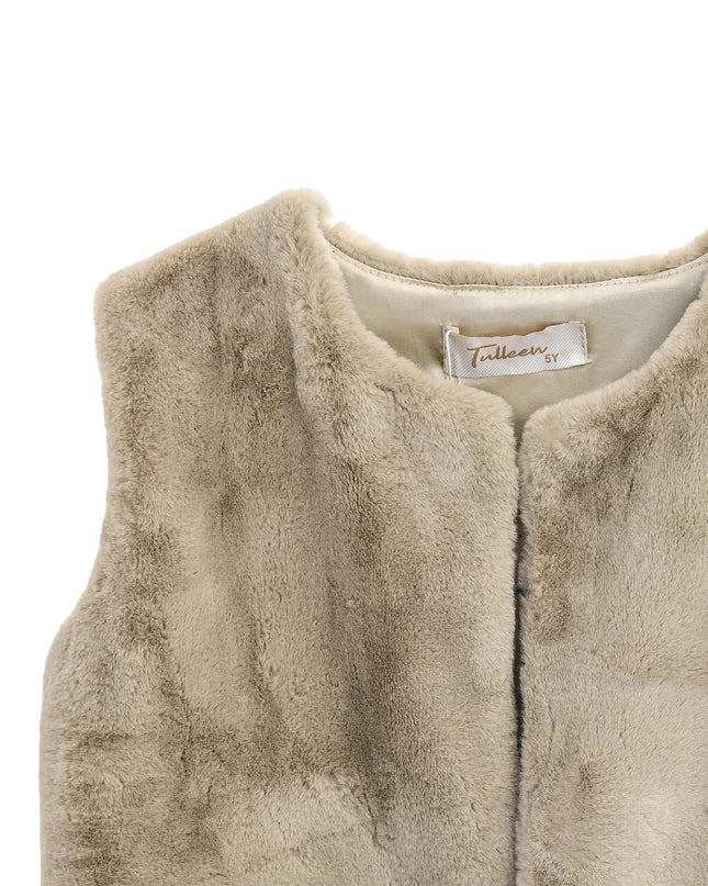 kids atelier tulleen Beige Plush Fur Vest