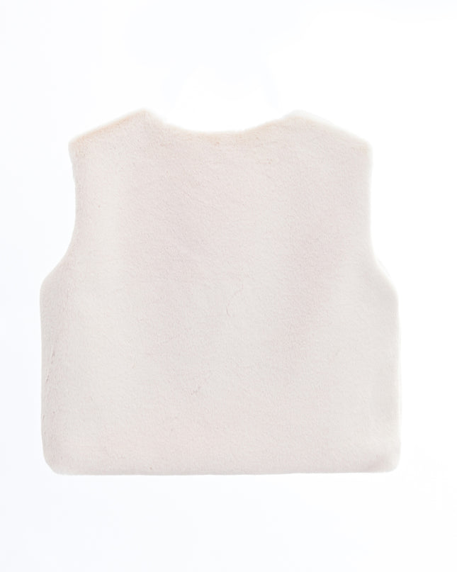 kids atelier tulleen Ivory Plush Fur Vest