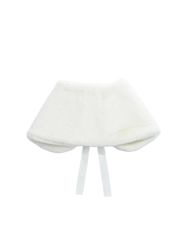 kids atelier tulleen Ivory Ribbon-Tie Faux Fur Collar