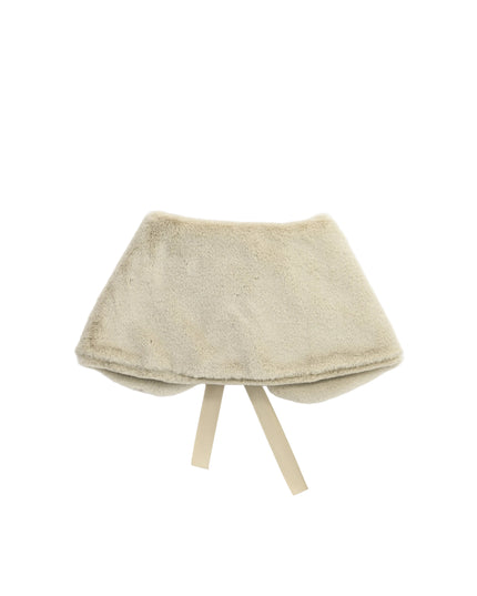 kids atelier tulleen Beige Ribbon-Tie Faux Fur Collar