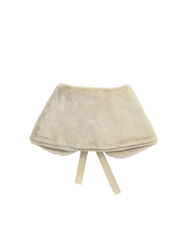 kids atelier tulleen Beige Ribbon-Tie Faux Fur Collar