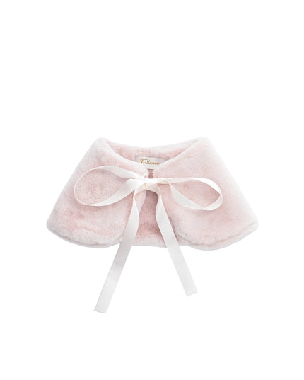 kids atelier tulleen Pink Ribbon-Tie Faux Fur Collar