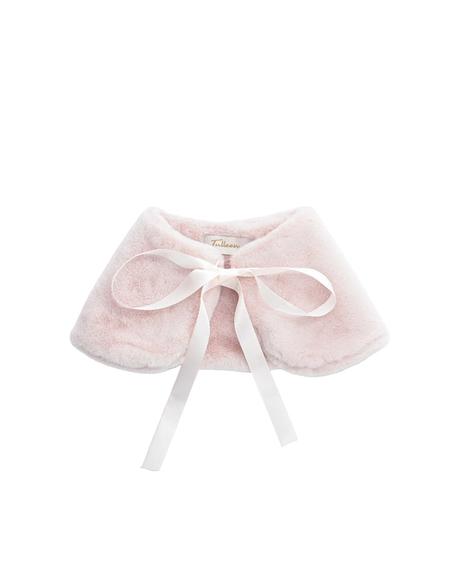 kids atelier tulleen Pink Ribbon-Tie Faux Fur Collar