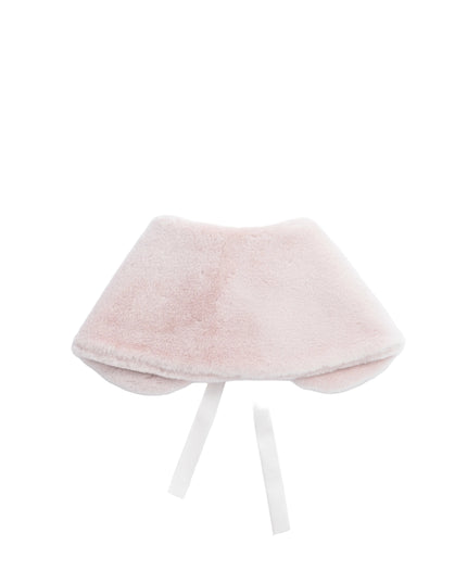 kids atelier tulleen Pink Ribbon-Tie Faux Fur Collar