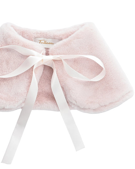 kids atelier tulleen Pink Ribbon-Tie Faux Fur Collar