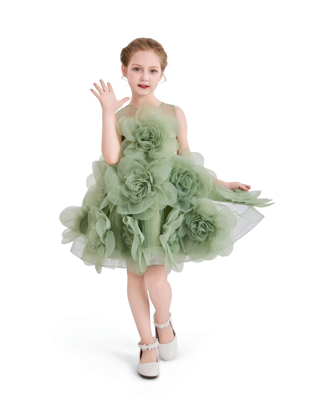Kids atelier tulleen Green Briellea Embellished Sleeveless Dress
