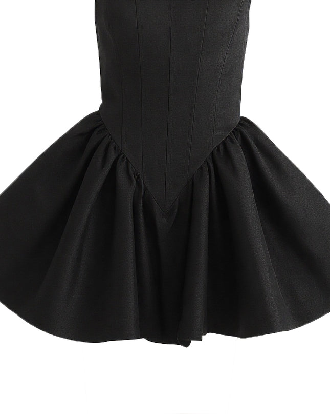 kids atelier tulleen Black Square-Neck Flared Dress