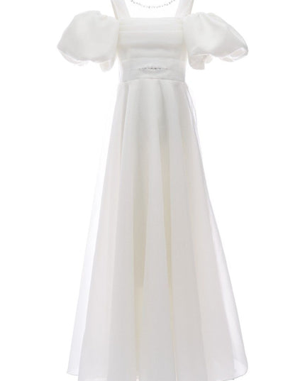 kids atelier tulleen Ivory Thea Puff-Sleeve Dress