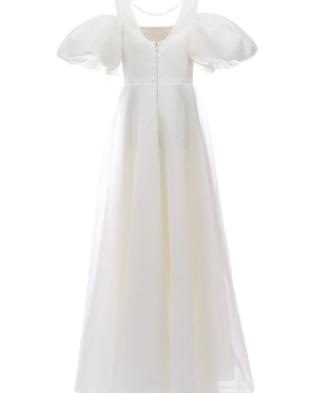 kids atelier tulleen Ivory Thea Puff-Sleeve Dress