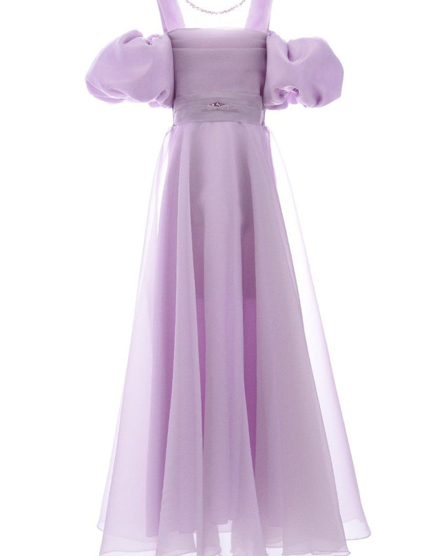 kids atelier tulleen Lavender Thea Puff-Sleeve Dress