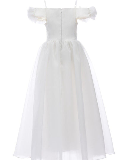 kids atelier tulleen Ivory Chloe Rose Appliqué Tulle Dress