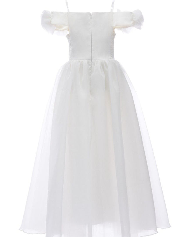 kids atelier tulleen Ivory Chloe Rose Appliqué Tulle Dress
