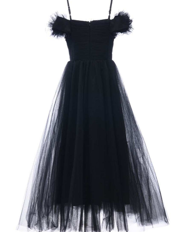 kids atelier tulleen Black Lilo Floral Tulle Gown