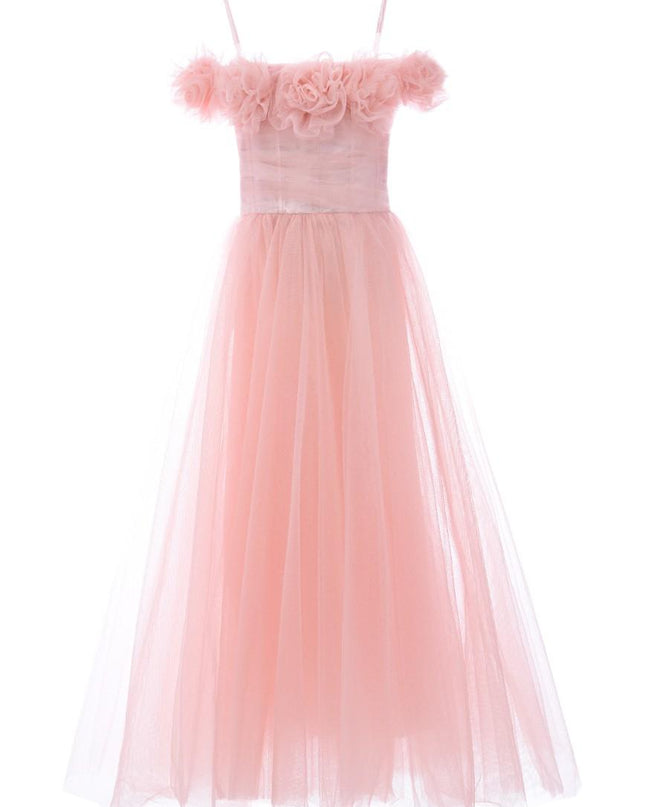 kids atelier tulleen Pink Lilo Floral Tulle Gown