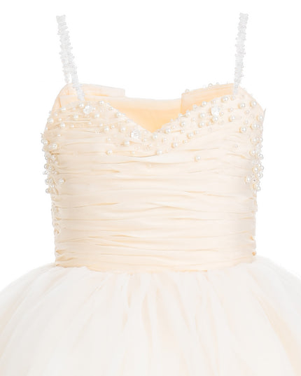 kids atelier tulleen Cream Maristella Ruched Tulle Gown