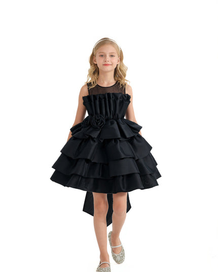 kids atelier tulleen Black Tiered Bow Dress