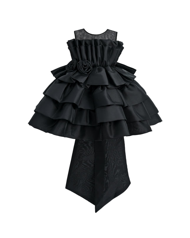 kids atelier tulleen Black Tiered Bow Dress