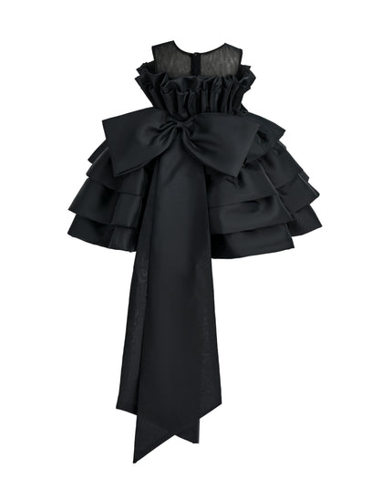 kids atelier tulleen Black Tiered Bow Dress