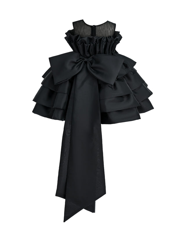 kids atelier tulleen Black Tiered Bow Dress