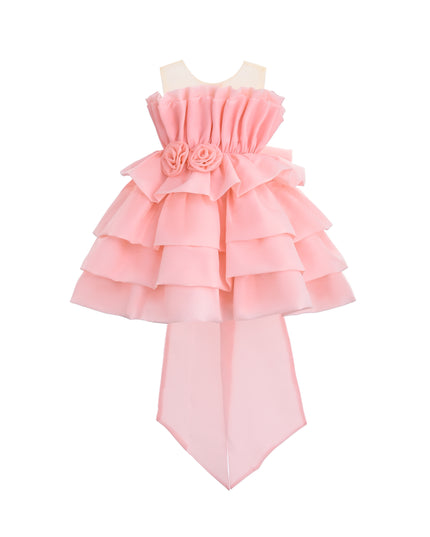 kids atelier tulleen Pink Tiered Bow Dress