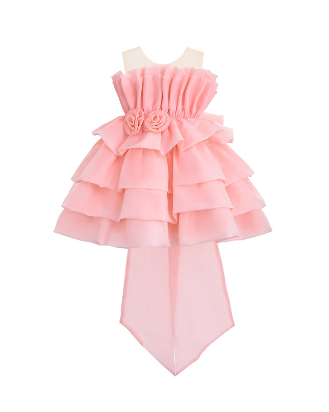 kids atelier tulleen Pink Tiered Bow Dress