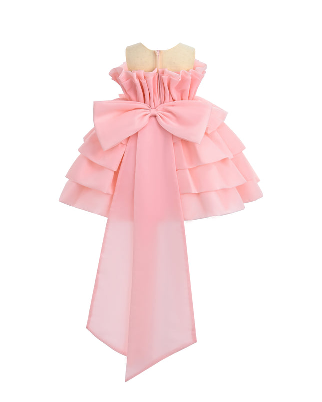 kids atelier tulleen Pink Tiered Bow Dress