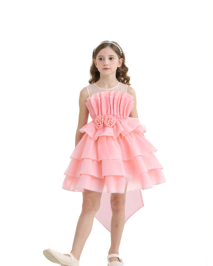 kids atelier tulleen Pink Tiered Bow Dress