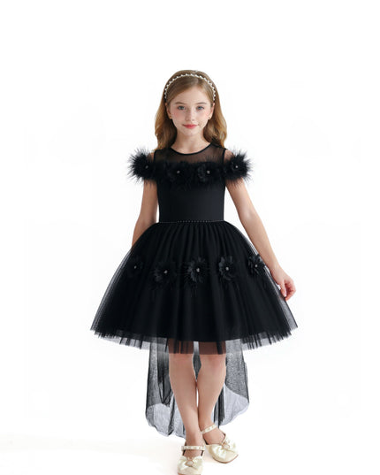 kids atelier tulleen Black Feather Bow Dress