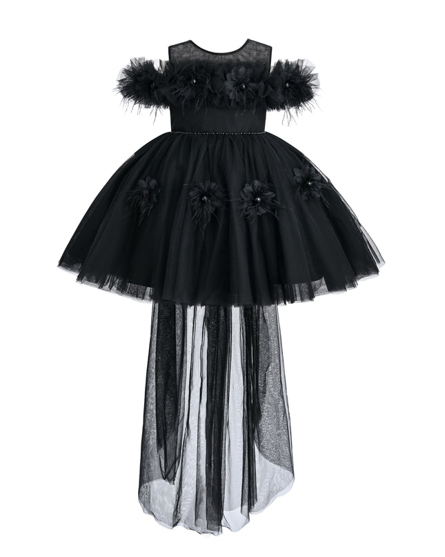 kids atelier tulleen Black Feather Bow Dress