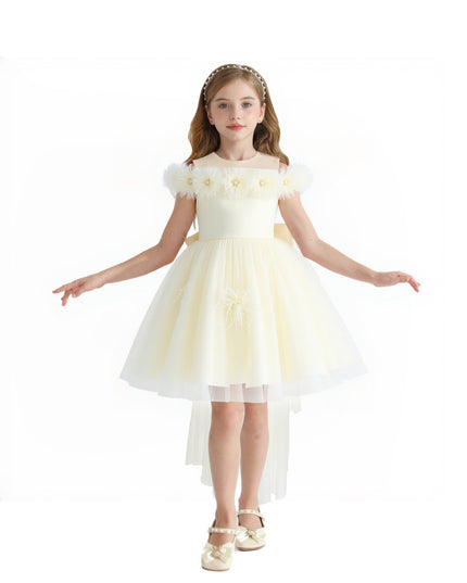 kids atelier tulleen Ivory Floral Tulle Gown