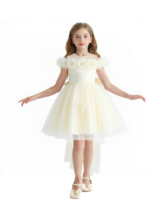 kids atelier tulleen Ivory Floral Tulle Gown