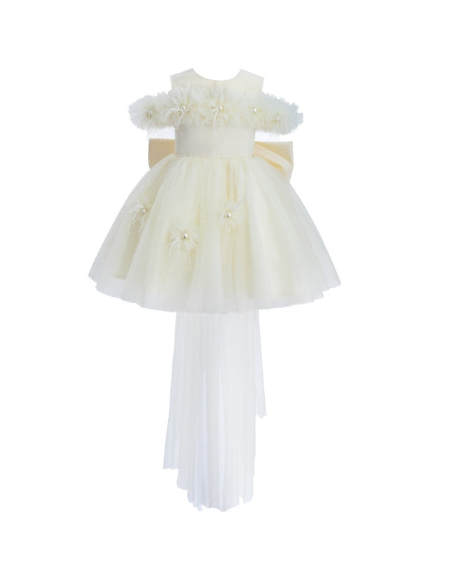 kids atelier tulleen Ivory Floral Tulle Gown