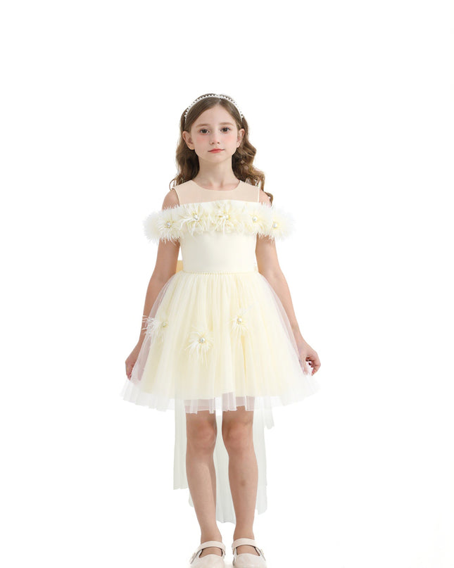 kids atelier tulleen Ivory Floral Tulle Gown