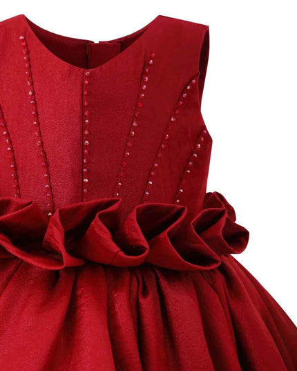 kids atelier tulleen Red Ruffle Waist Formal Dress