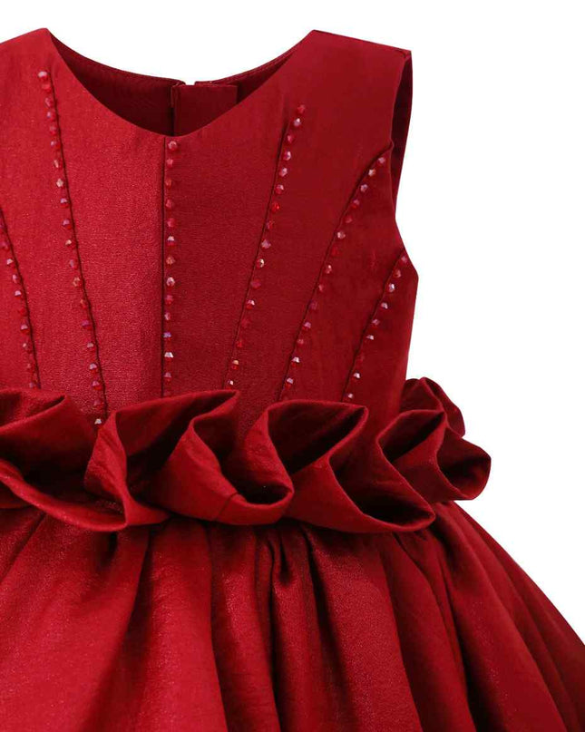kids atelier tulleen Red Ruffle Waist Formal Dress